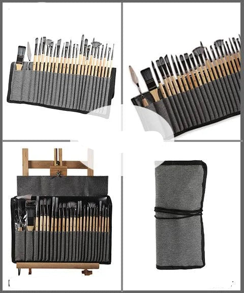ArtistryPro - 24 teiliges Künstlerpinsel Set für Acryli Öl und Aquarellfarben