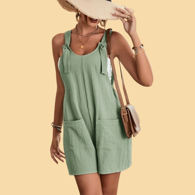 Pauline - Lässiger kurzer Jumpsuit mit Schulterträgern und Taschen