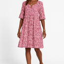 Angelika – Lässiges florales Midikleid mit V Ausschnitt und kurzen Ärmeln