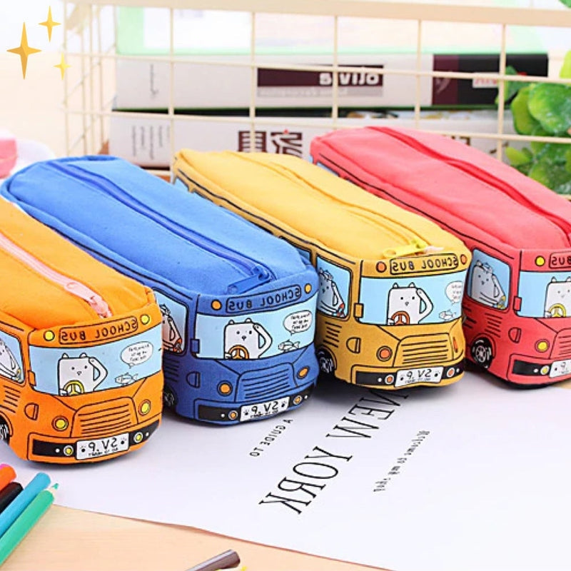 DeskZip - Kreatives Bus Federmäppchen Set mit Reißverschluss und großem Stauraum