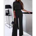 Alina – Zweiteiliges Set mit halbarmigem Rundhals Top und Hose mit weitem Bein