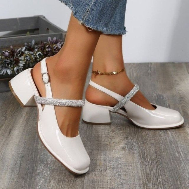 Elena – Trendige Slingback Sandalen mit quadratischer Zehenpartie und Blockabsatz