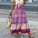 Anika – Modischer bedruckter lockere langer Blumenrock mit Rüschen und elastischer Taille