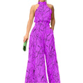 Eleni – Einzigartiger bedruckter Overall mit weitem Bein und Taschen