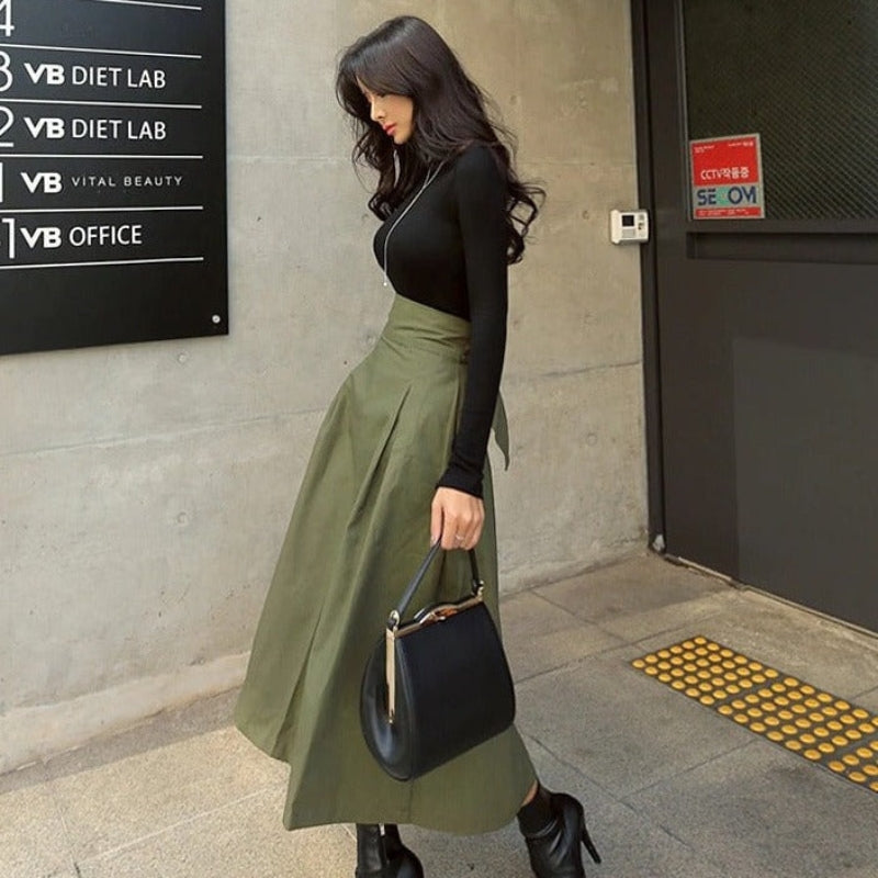 Enya – Stylischer Schleifenrock mit hoher Taille und Taschen