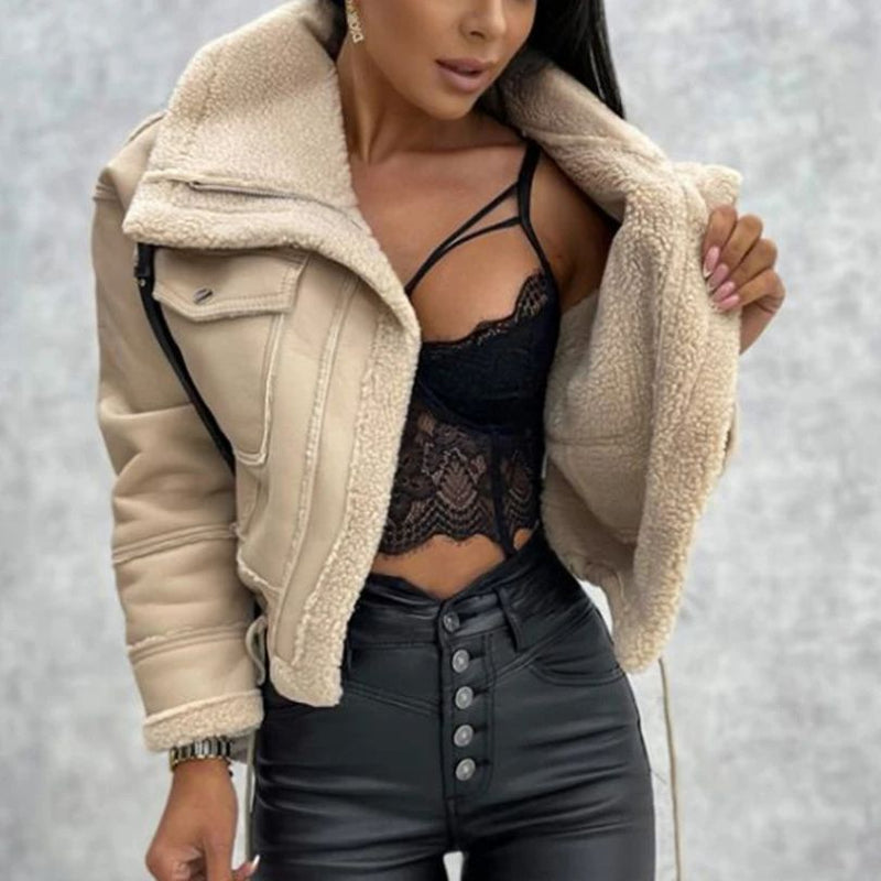 Mila - Warm Langärmelig Jacke Mit Taschen