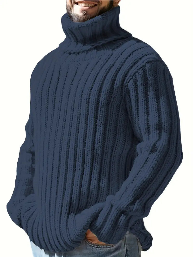 Henry - Langärmeliger Dickes Stricken Rollkragenpullover