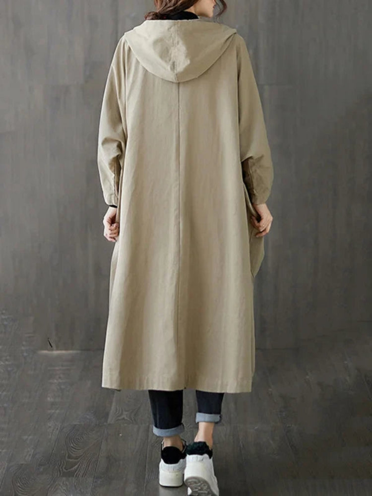 Bianca – Lässiger Kapuzen Trenchcoat mit langen Ärmeln und Knöpfen