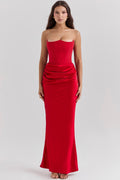 Celina – Modisches ärmelloses langes Kleid mit plissierter hoher Taille