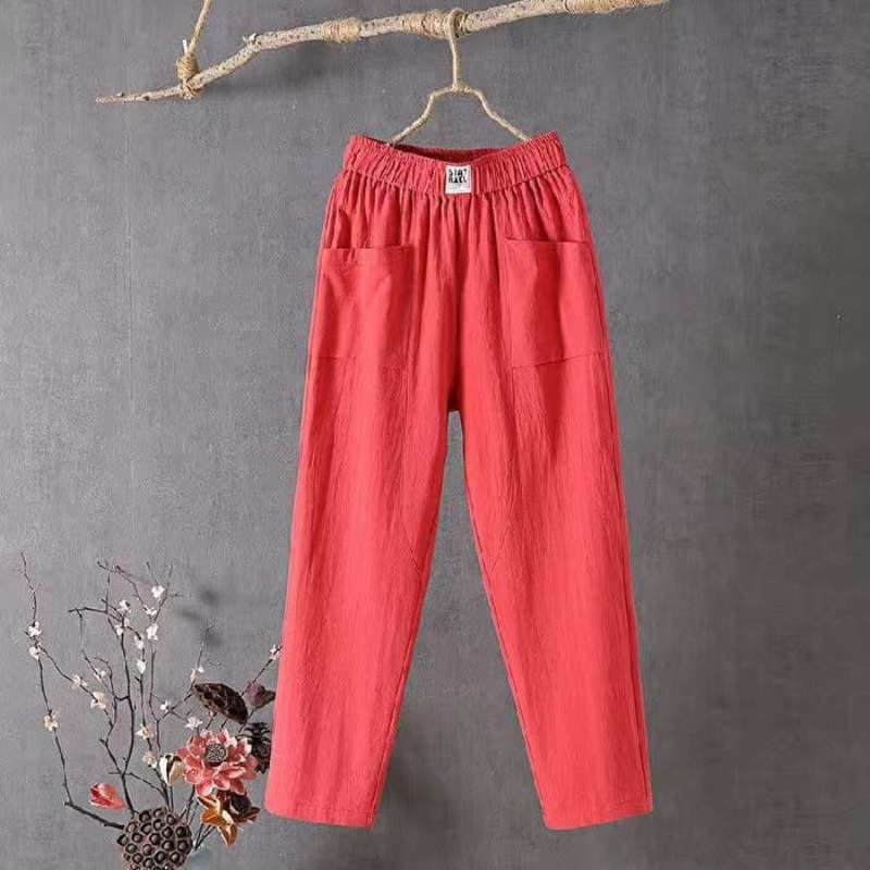 Esra - Lockere Passform Hosen mit elastischem Bund und Taschen