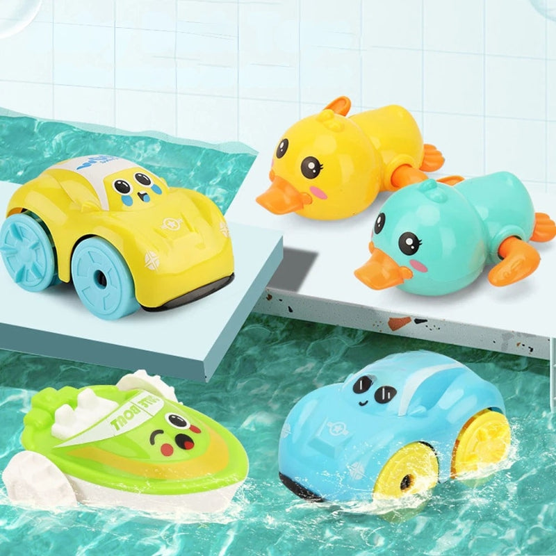 TubTrek - Aufziehbares Badespielzeug mit schwimmender Ente rundem Körper und flatternden Füßen
