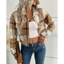 Yvaine - Langärmelige Bomberjacke mit Karomuster und Knöpfen