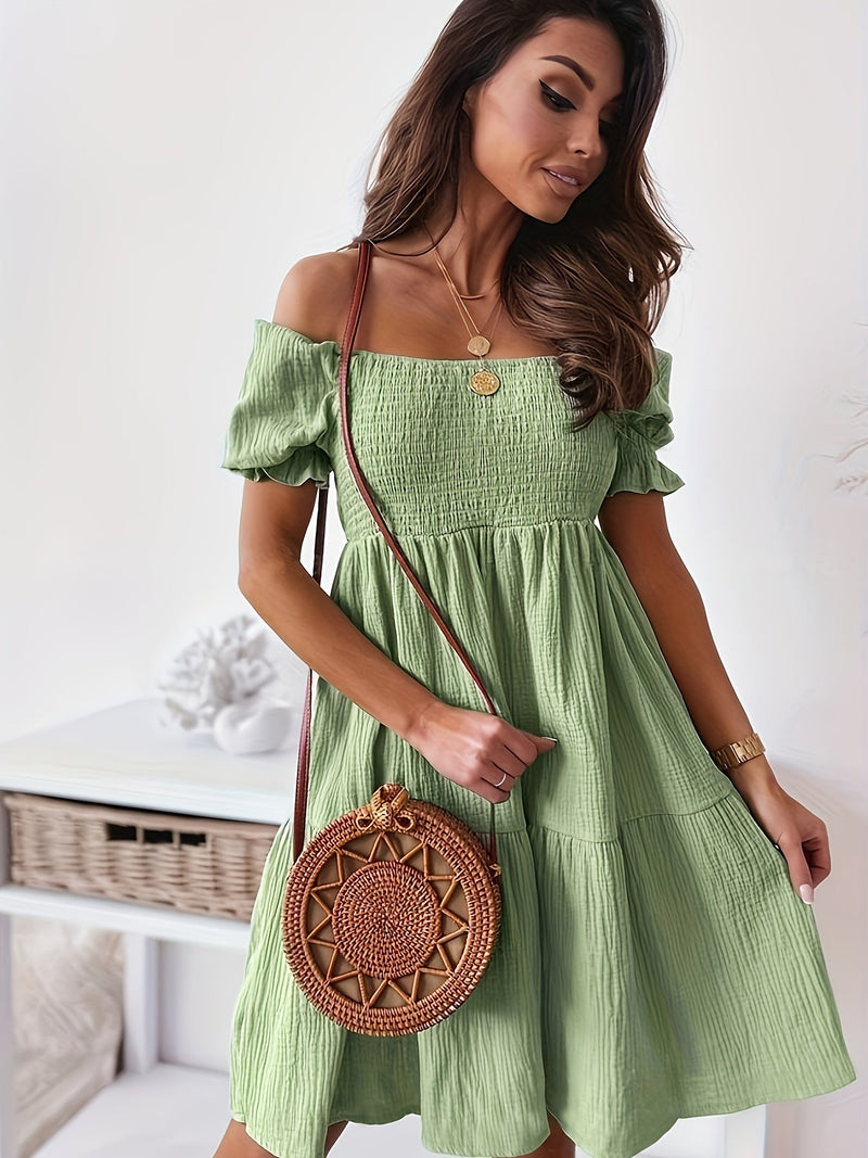 Gesine - Modisches schulterfreies Minikleid mit Laternenärmeln