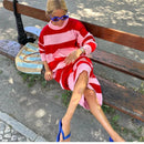 Zofia – Lässiges gestreiftes Midikleid mit Rundhalsausschnitt und lockerer Passform