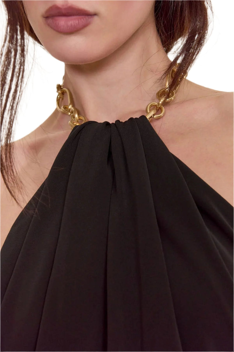 Emily – Stilvolles ärmelloses Neckholder Langkleid mit rückenfreiem Entwerfen