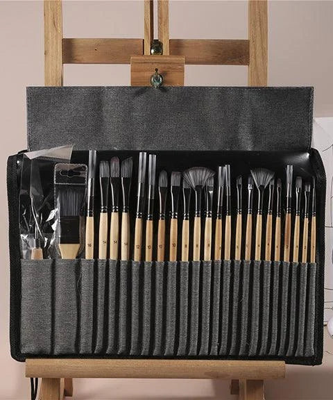 ArtistryPro - 24 teiliges Künstlerpinsel Set für Acryli Öl und Aquarellfarben