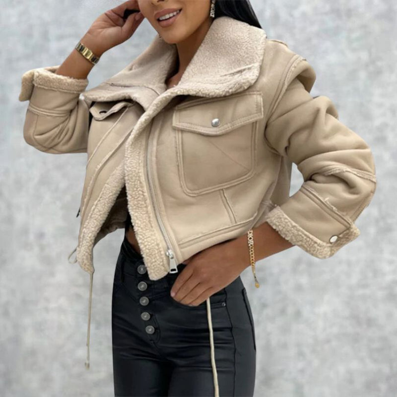 Mila - Warm Langärmelig Jacke Mit Taschen