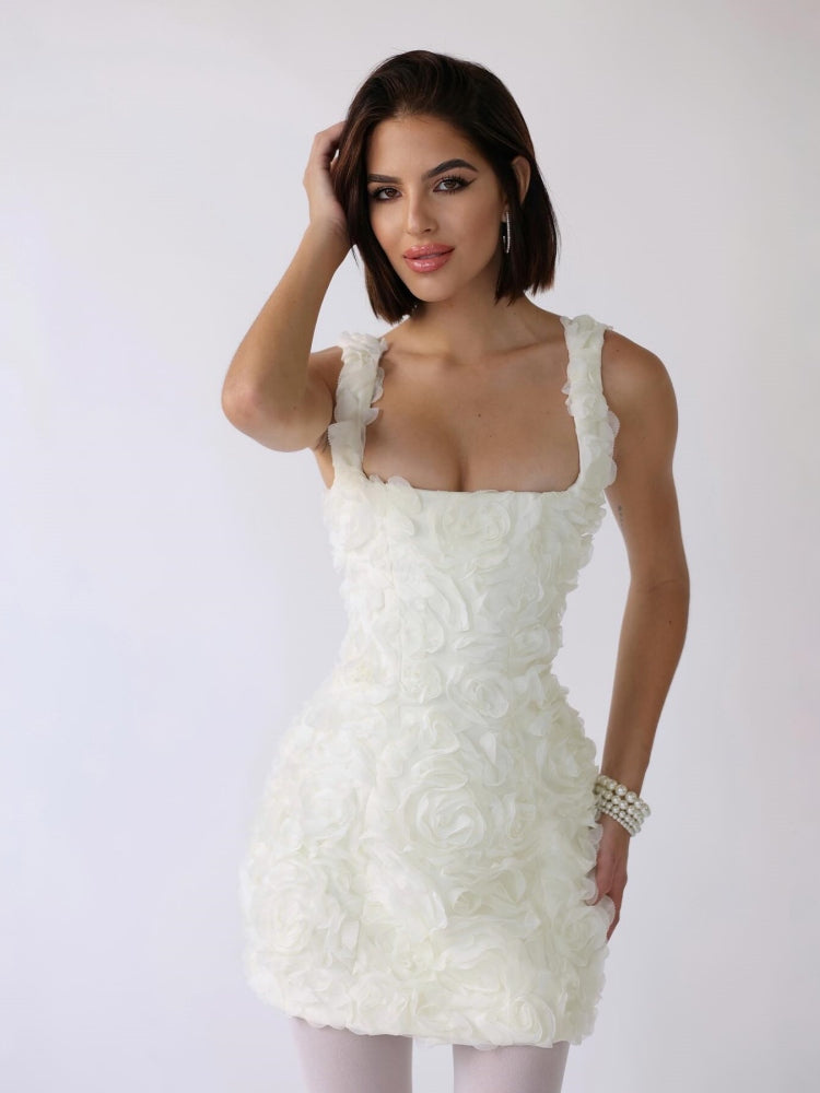 Melina – Modisches ärmelloses Blumen Minikleid mit Spaghettiträgern
