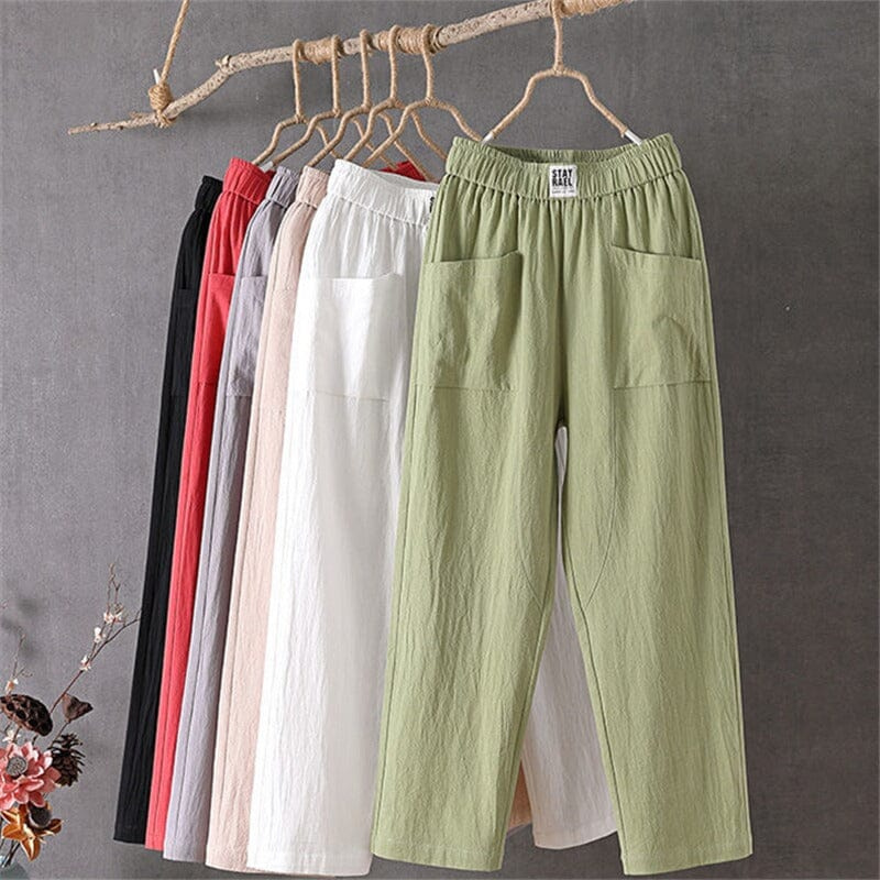 Esra - Lockere Passform Hosen mit elastischem Bund und Taschen