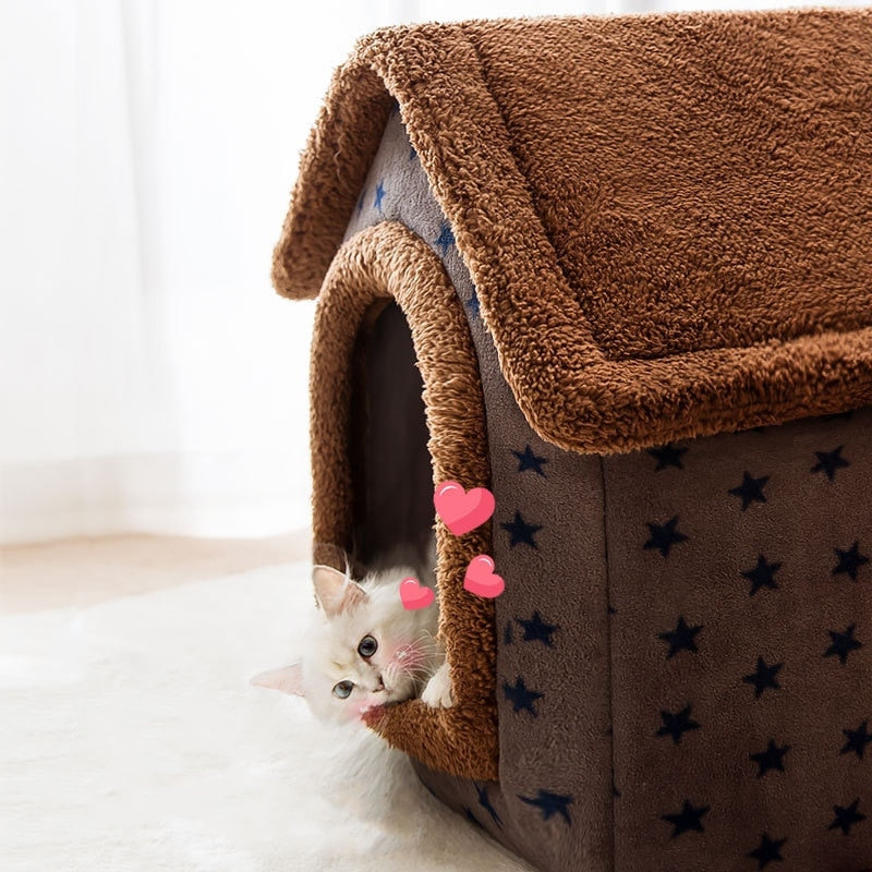 PawLoom – Flauschiges Haustierhaus für den Innenbereich mit waschbarem und abnehmbarem Bezug