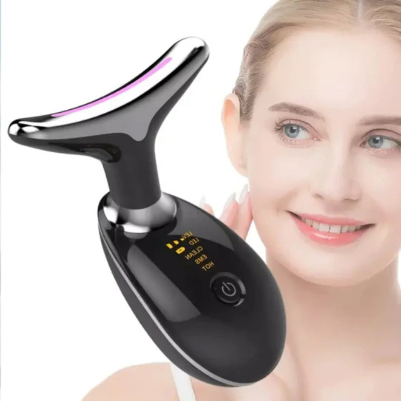 SkinVibe – Anti Falten Facelift Massagegerät mit LED Lichttherapie für Gesicht und Hals
