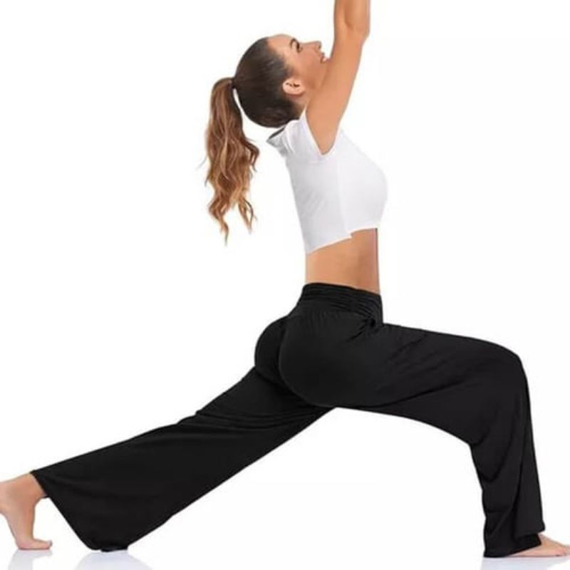 Eliana – Stylische Yogahose mit hohem Bund Seitentaschen und weitem Beinschnitt