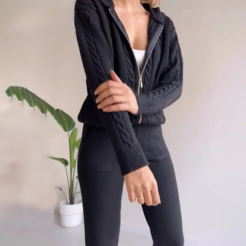 Hannah - Langärmeliger Pullover Mit Schlanke Hosen Handbesticktes Zweiteilig Satz