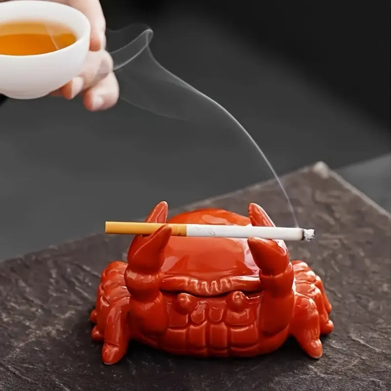CrabbySmoke – Einzigartiger Aschenbecher in Krabbenform mit abnehmbarem Deckel