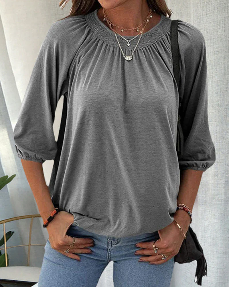 Daria – Locker sitzende Bluse mit Rundhalsausschnitt und kurzen Ärmeln