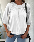 Daria – Locker sitzende Bluse mit Rundhalsausschnitt und kurzen Ärmeln