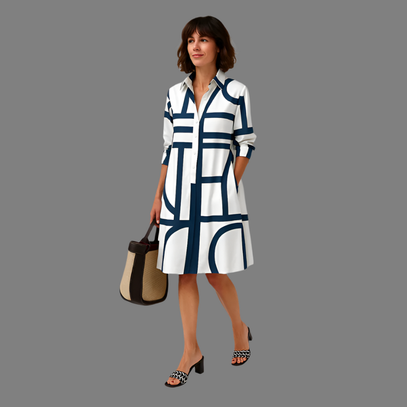 Milena – Langärmliges Midikleid mit Taschen und Knöpfen