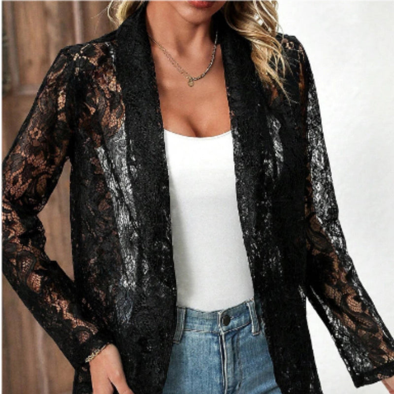Mila - Elegant Langärmelig Spitzen Blazer