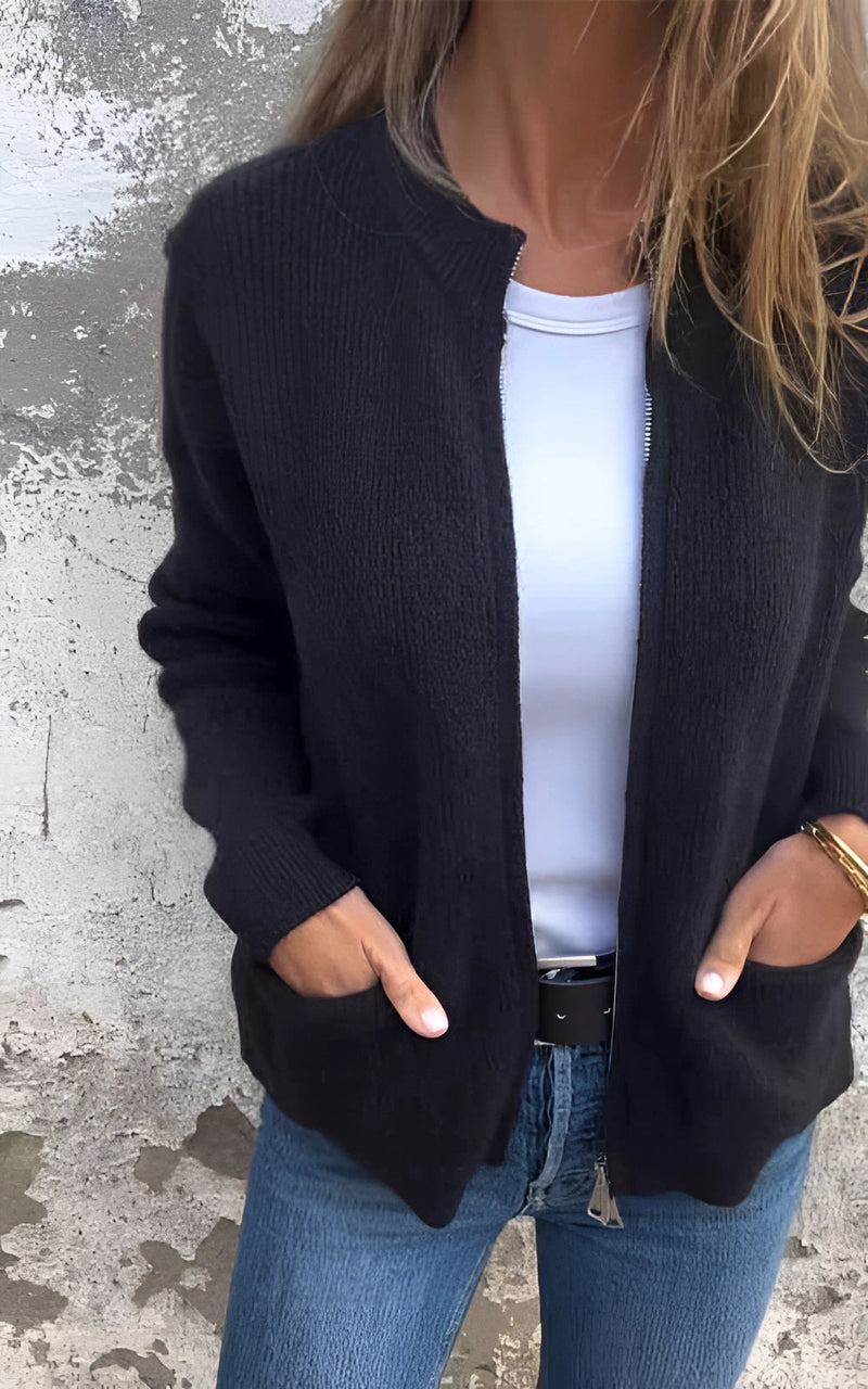 Sophia - Langärmelig Strickpullover Mit Taschen