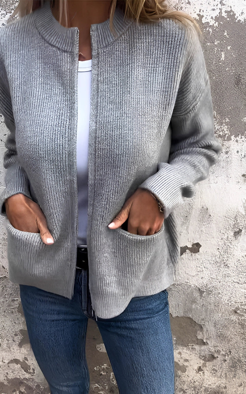 Sophia - Langärmelig Strickpullover Mit Taschen
