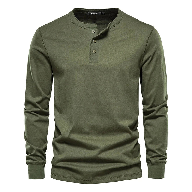 Lucas - Langärmelig Schlanke Passform Henley Hemd