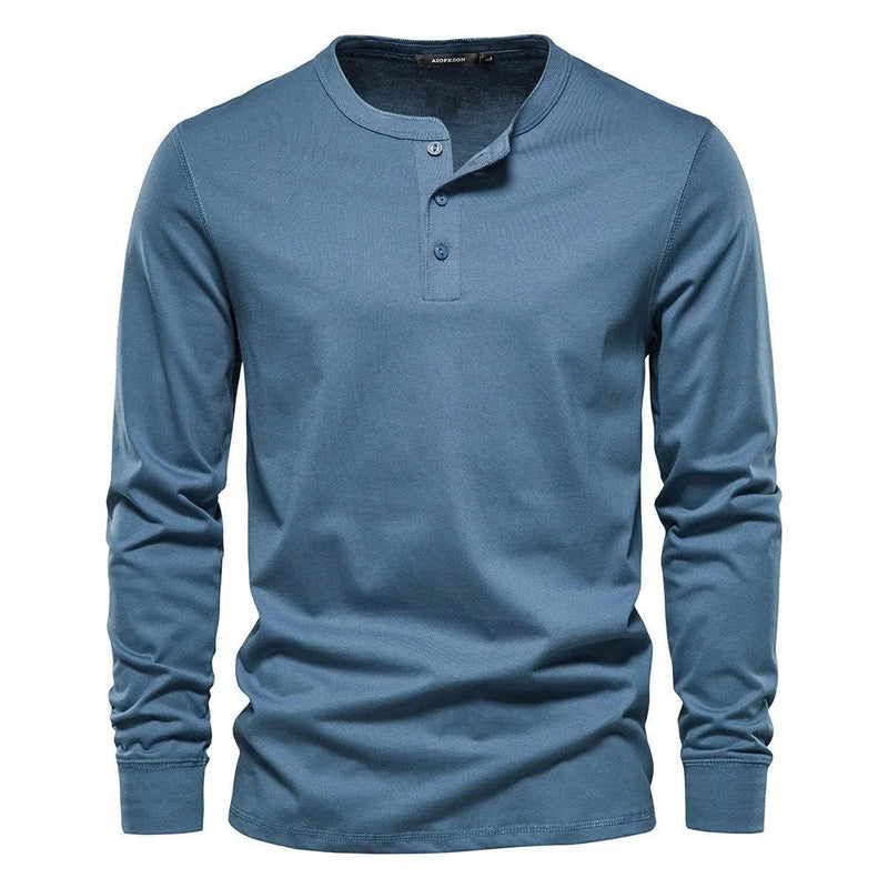 Lucas - Langärmelig Schlanke Passform Henley Hemd