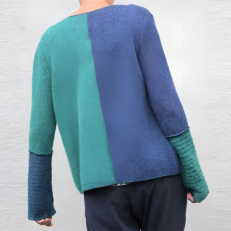 Each - Langärmelig Zweifarbig Strickpullover