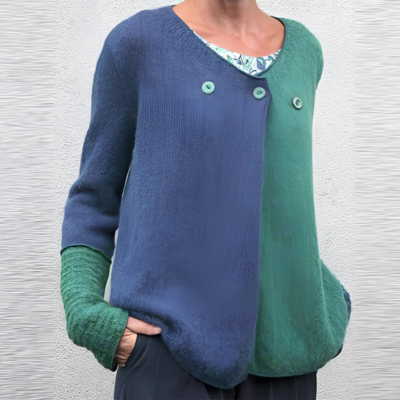 Each - Langärmelig Zweifarbig Strickpullover