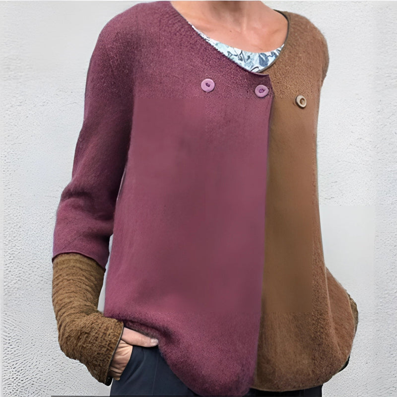 Each - Langärmelig Zweifarbig Strickpullover