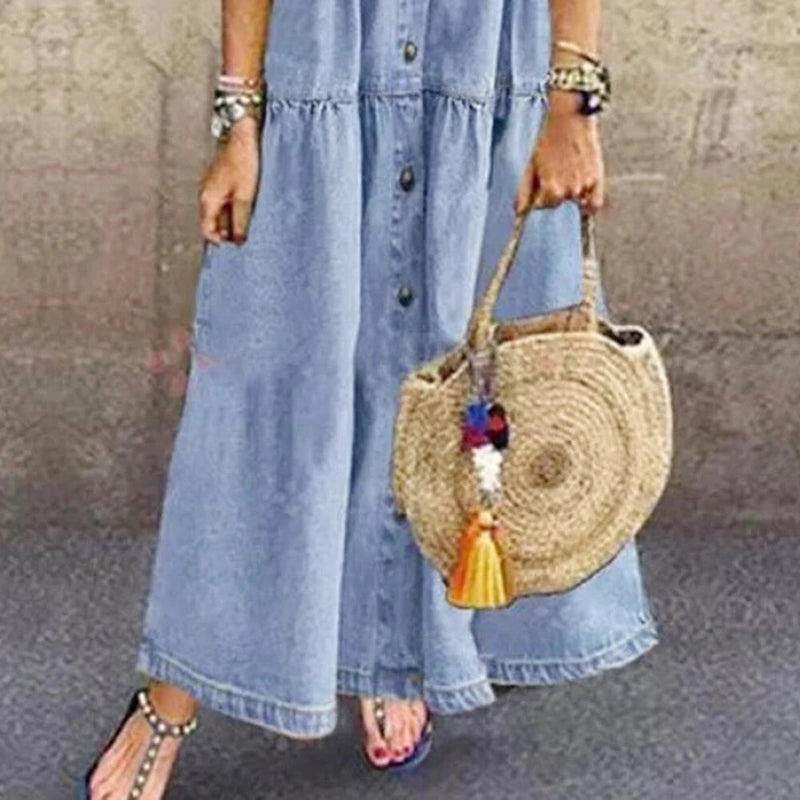 Lily - Denim Kleid Mit Rüschen