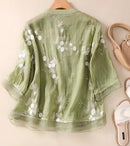 Amelie – Lässige Langarmbluse mit Rundhalsausschnitt und Knopfdetails