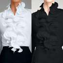 Zerlina - Lässige Langarm Rüschenbluse mit bequemer Passform