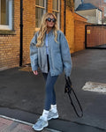 Virginia - Elegante Rundhals Jacke Mit Tasche