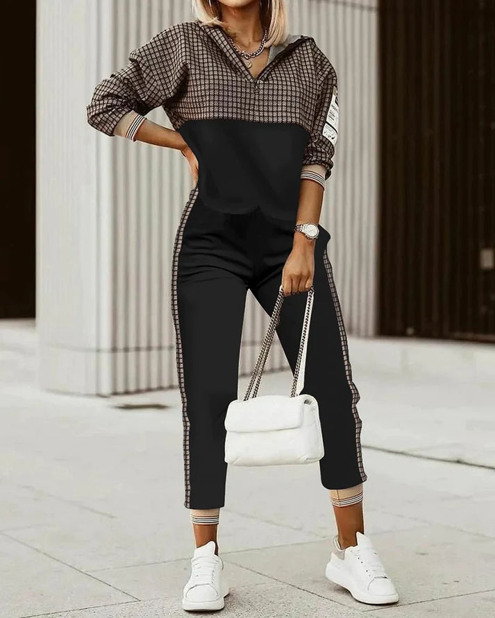 Marlene – Lässiges bedrucktes Sweatshirt Oberteil und passende Hose mit elastischem Bund
