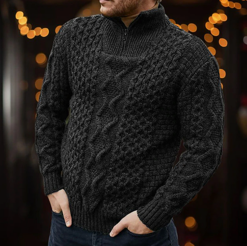 Carl - Langärmeliger Rollkragenpullover Halb Reißverschluss Pullover