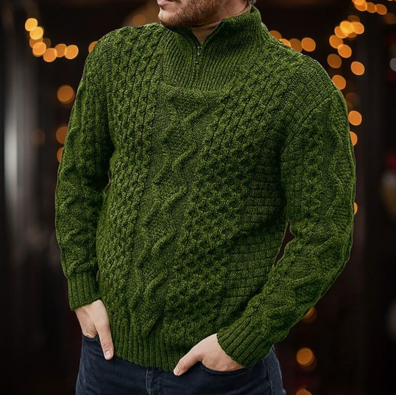 Carl - Langärmeliger Rollkragenpullover Halb Reißverschluss Pullover