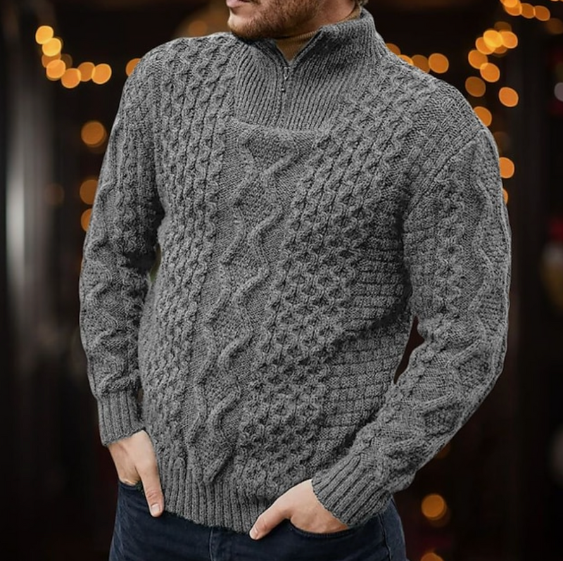 Carl - Langärmeliger Rollkragenpullover Halb Reißverschluss Pullover