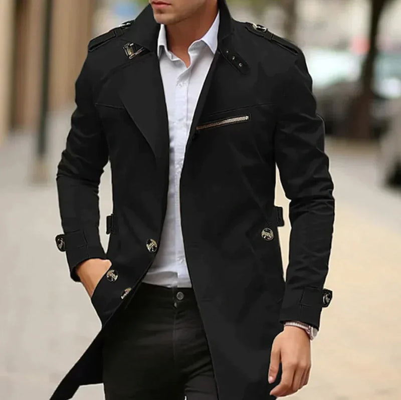 Adrian - Eleganter langärmeliger Trenchcoat mit Reverskragen und Taschen