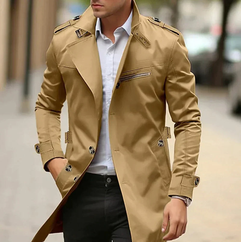 Adrian - Eleganter langärmeliger Trenchcoat mit Reverskragen und Taschen