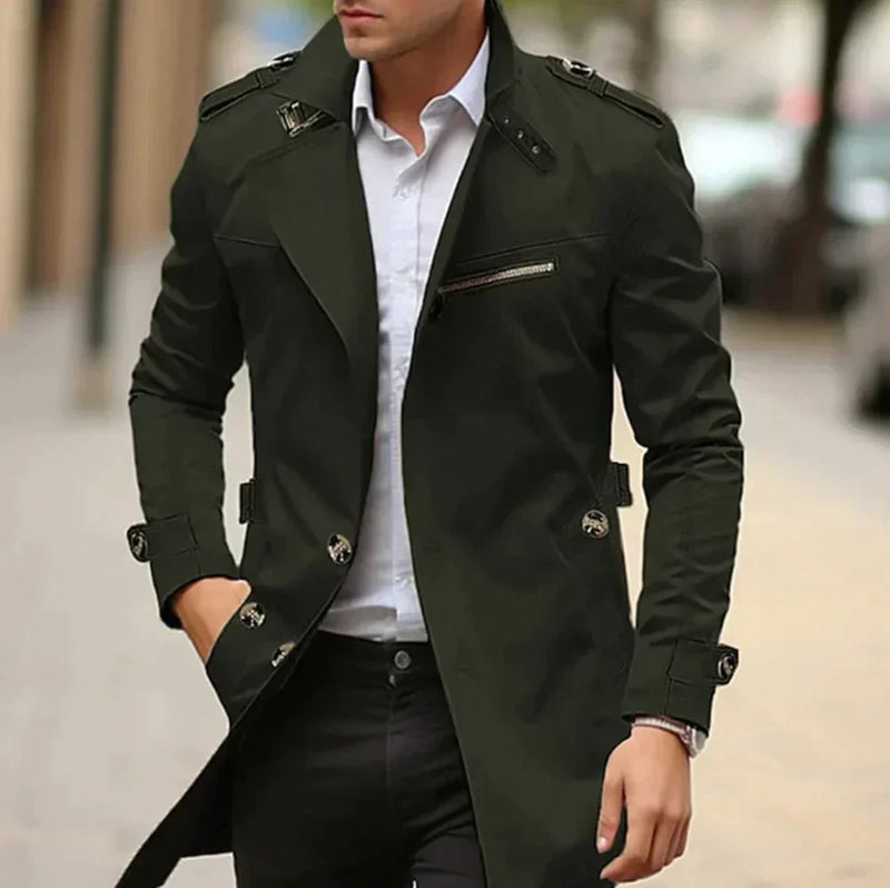 Adrian - Eleganter langärmeliger Trenchcoat mit Reverskragen und Taschen